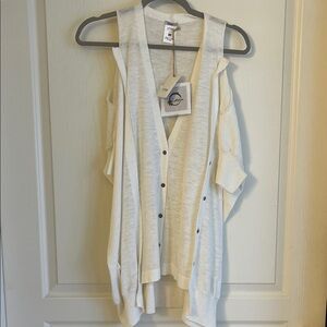 Cream Open-Front Cardigan